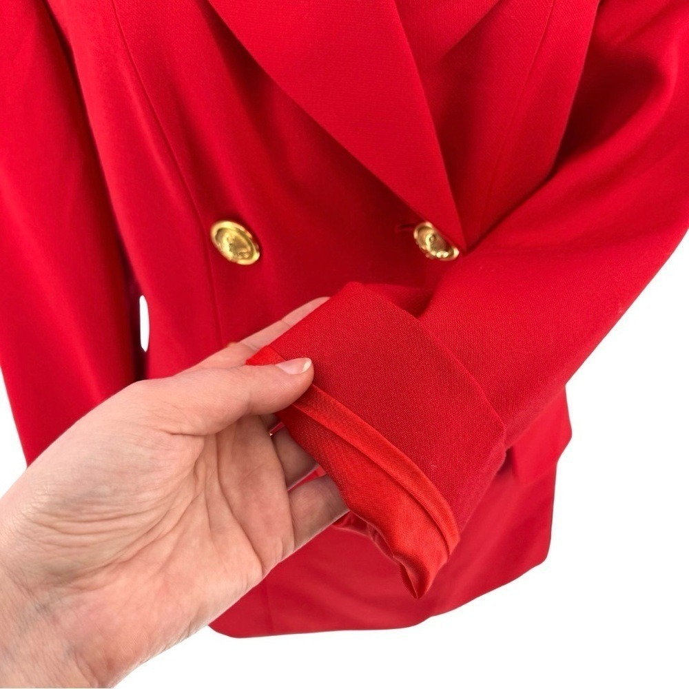 Moschino Cheap and Chic Vintage Double Breasted Wool Blazer Bright Red 10 Italy - Picture 9 of 16